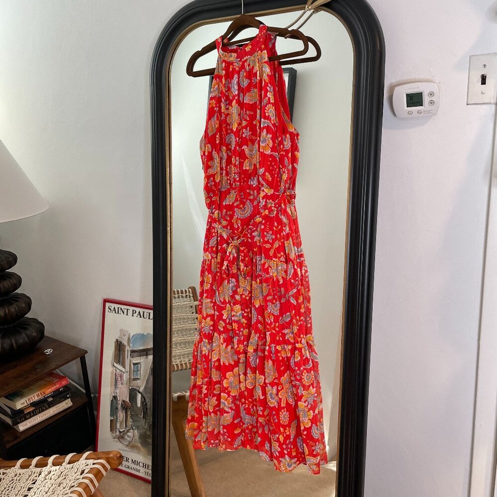 NANETTE nanette lepore Floral Tiered Belted Midi Flare Dress